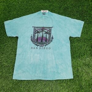 Vintage 90s San Diego Palm Tree Crest T-Shirt Mens L Boxy Fit Made In USA